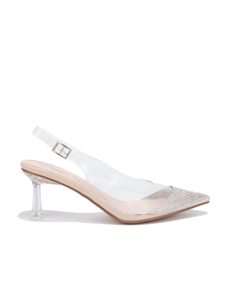 Escarpins transparents ornés de strass